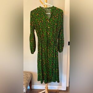 Green leopard print dress